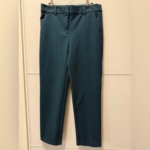 LOFT Teal Herringbone Winter-lined Slim Pants